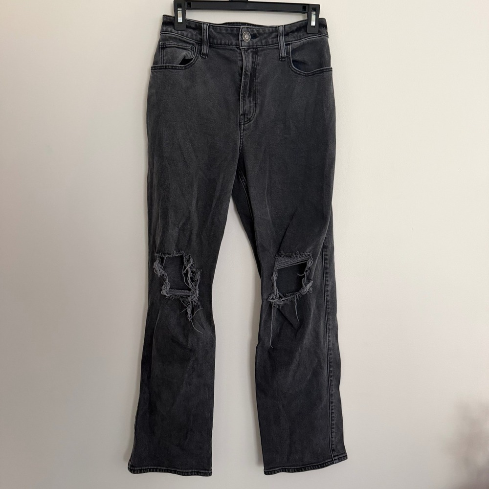 Hollister Distressed Black Baggy Jeans High Waisted Dad Size 6 28